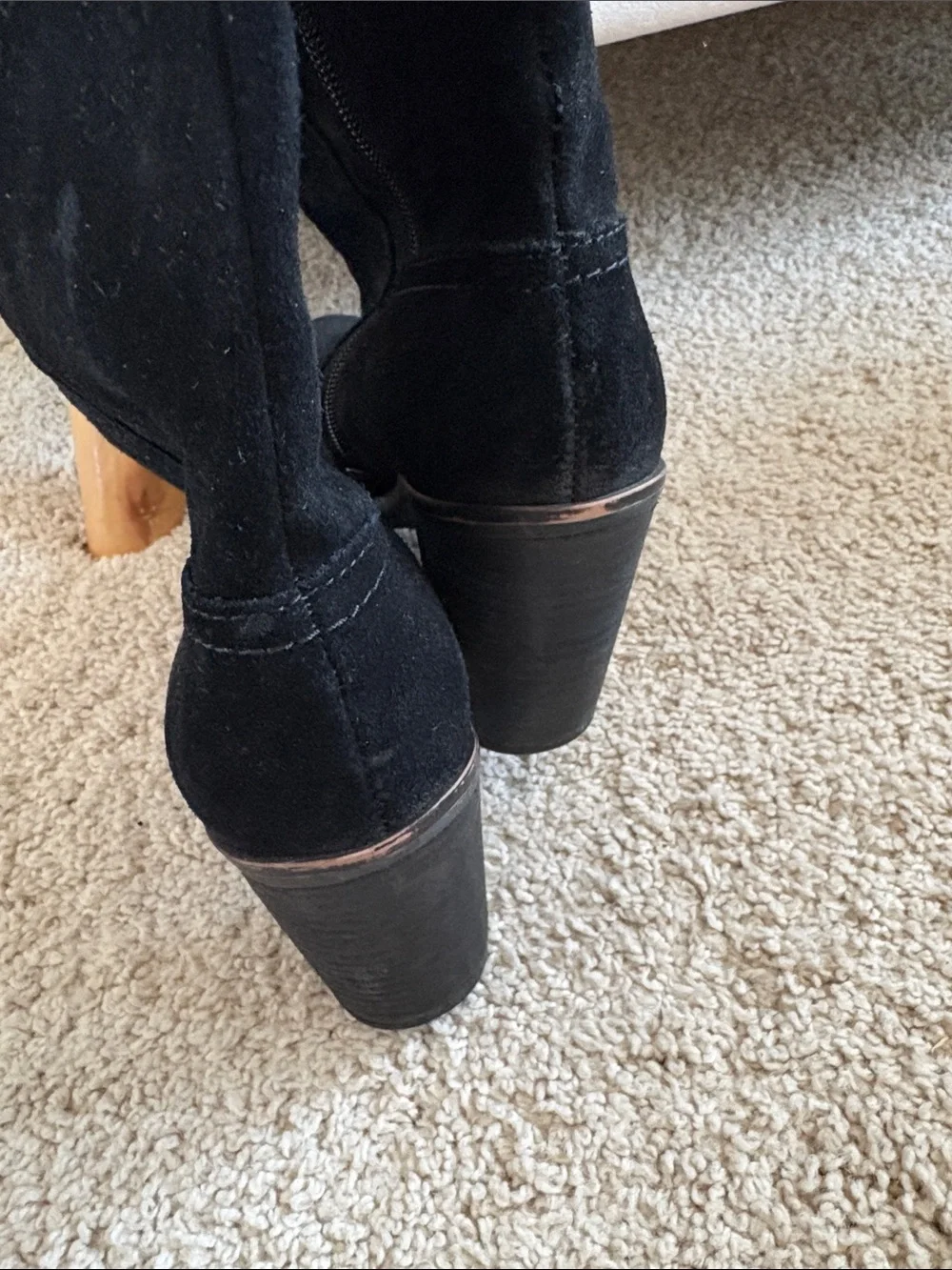 Franco Sarto Black Suede Over-the-Knee Fringe Boots